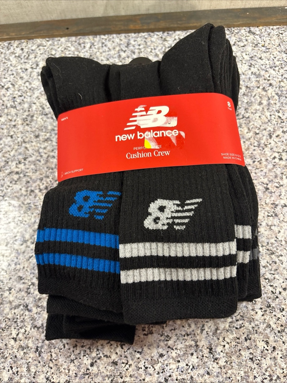 NEW BALANCE 8pk Performance Cushion Crew Socks Size 6 - 12.5 Mens NWT